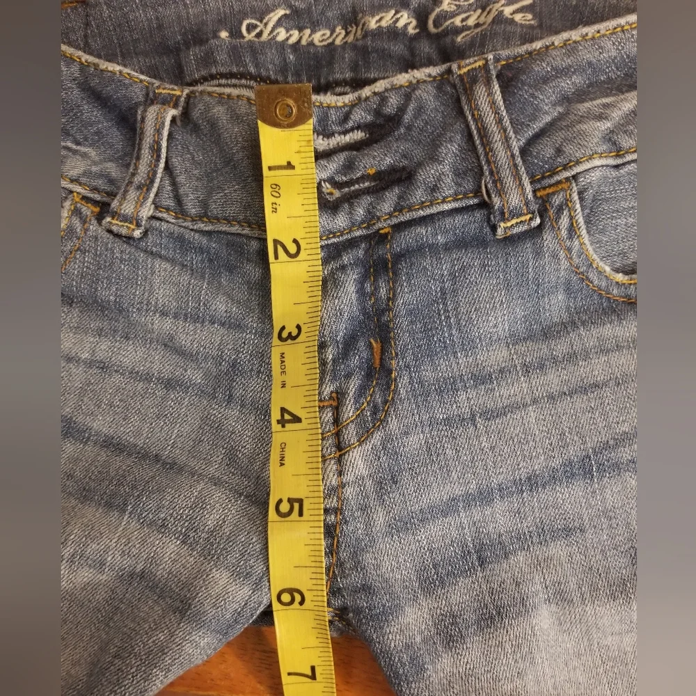 American Eagle Denim Jeans size 00 vintage Y2K decorative stitching stretch - Picture 15 of 16